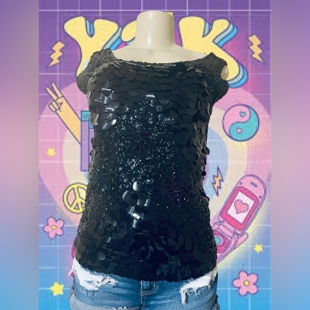 Chic Black Sequin Blouse